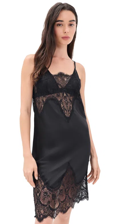 Norma Kamali Bias Slip Dress With Lace Black