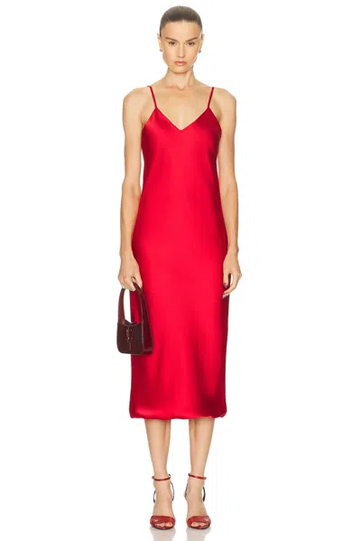 Norma Kamali Bias Slip Midcalf Dress In Red