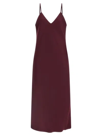 Norma Kamali Midi Dress Bias Cut Spaghetti Straps In Burgundy
