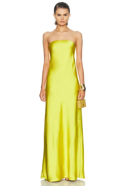 Norma Kamali Bias Strapless Gown In Yellow