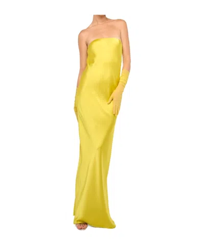 Norma Kamali Bias Strapless Gown In Yellow
