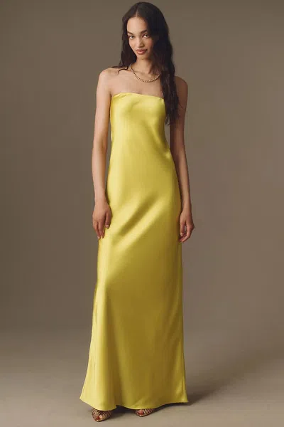Norma Kamali Bias Strapless Gown In Yellow