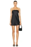 Norma Kamali Strapless Satin-crepe Mini Dress In Black