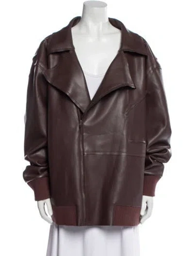 Pre-owned Norma Kamali Biker Jacket In Brown