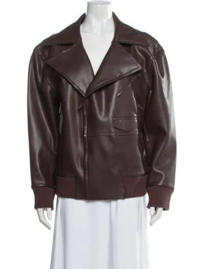 Pre-owned Norma Kamali Biker Jacket In Brown