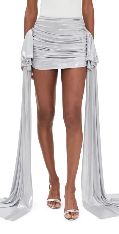 Norma Kamali Bill Pickleball Skirt With Bow Silver In Gray