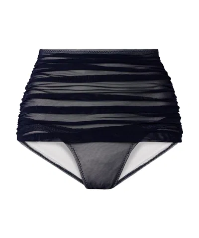 Norma Kamali Bill Ruched Mesh Bikini Briefs In Blue