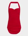 Norma Kamali Bill Mio Halter One-piece Swimsuit In Red