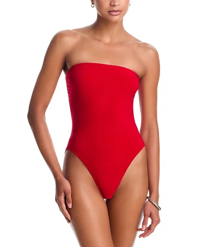 Norma Kamali Bishop Strapless One Piece Swimsuit In Red