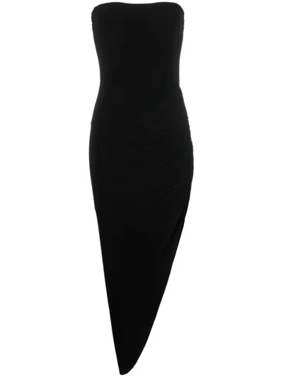Norma Kamali Black Asymmetric Midi Dress