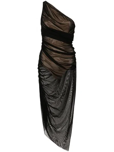 Norma Kamali Black Diana One-shoulder Midi Dress