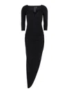Norma Kamali Black Dress With Draped Details And Bare Shoulders In Black
