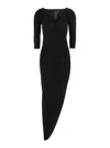 Norma Kamali Black Dress With Draped Details And Bare Shoulders In Tech Fabric Woman In Black