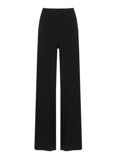 Norma Kamali Black Elastic Waistband Minimalist Wide-leg Pants