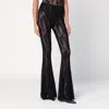 Norma Kamali Flared Lace Trousers Floral Pattern In Black