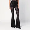 Norma Kamali Flared Lace Trousers Floral Pattern In Black