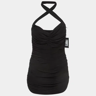 Norma Kamali Black Gathered Jersey Slinky Marissa Strapless Swimsuit In Orange
