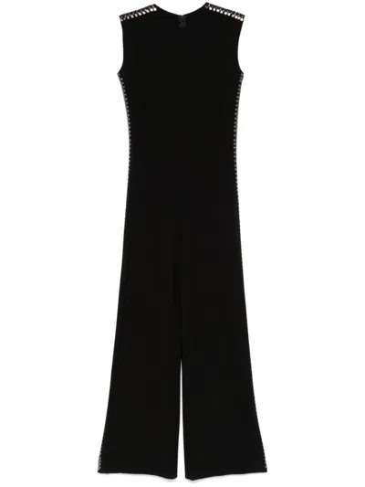Norma Kamali Black Gunmetal Stud Sleeveless Jumpsuit