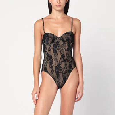 Norma Kamali Black Lace Bodysuit