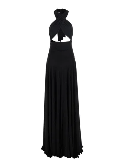 Norma Kamali Black Long Dress With Convertible Design And Cut-out Detail On The Back In Tech Fabric Woman