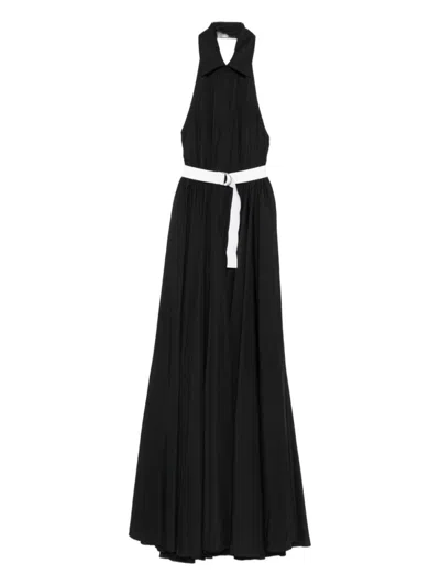 NORMA KAMALI BLACK NK HALTER FLARED GOWN