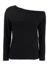 Norma Kamali Black Off-shoulder Top In Tech Fabric Stretch Woman In Black