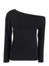 Norma Kamali Black Off-shoulder Top In Tech Fabric Stretch Woman In Black