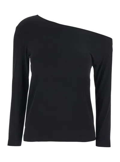 Norma Kamali Black Off-shoulder Top In Tech Fabric Stretch Woman