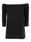 Norma Kamali Black Off-shoulder Top With Boat Neckline In Black