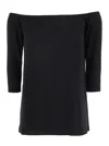 Norma Kamali Black Off-shoulder Top With Boat Neckline In Black