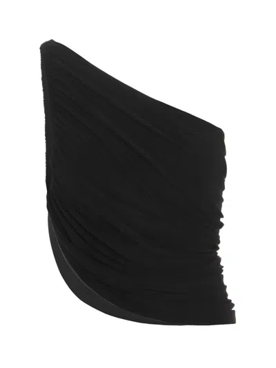 Norma Kamali Diana One-shoulder Ruched Crop Top In Black