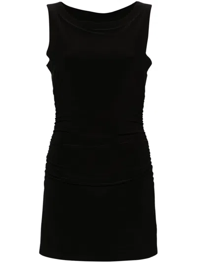 Norma Kamali Black Pickleball Ruched Mini Dress
