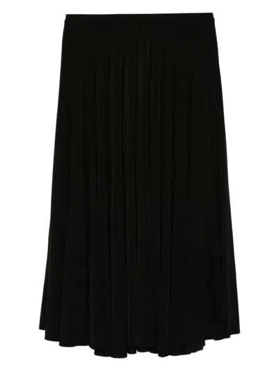 Norma Kamali Black Pleated Midi Skirt