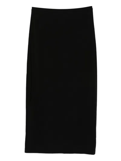 NORMA KAMALI BLACK REAR-VENT MIDI SKIRT