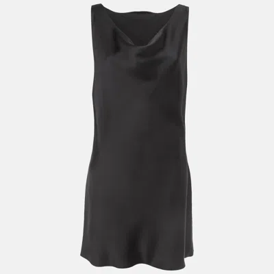 Norma Kamali Black Satin Cowl Neck Mini Dress In Blue