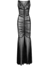 Norma Kamali Black Semi-sheer Ruched Tara Gown