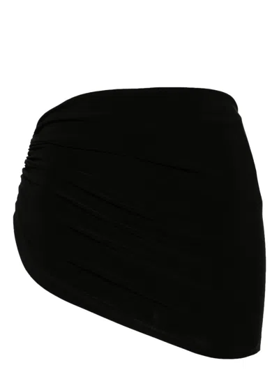 Norma Kamali Black Side Drape Miniskirt