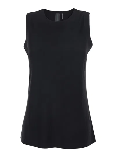 Norma Kamali Black Sleeveless Top In Tech Fabric Woman In Metallic