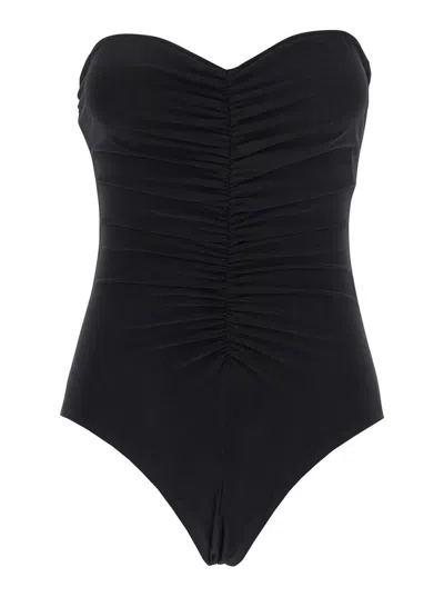 Norma Kamali Black Sleeveless Top With Ruches In Tech Fabric Woman