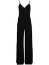 Norma Kamali Backless V-neck Wide-leg Jumpsuit In Black