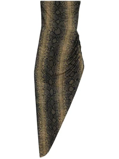 NORMA KAMALI SCHULTERFREIES ABENDKLEID MIT DRAPIERUNG