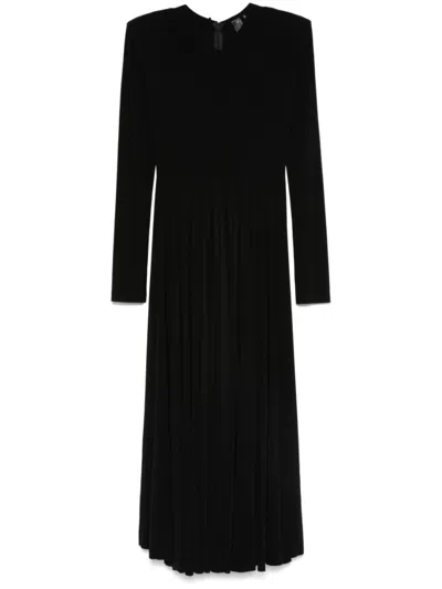 NORMA KAMALI BLACK V NECK FLARED DRESS