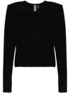 Norma Kamali V-necked Top With Fitted Silhouette And Shoulder Pads