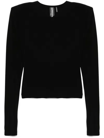 NORMA KAMALI BLACK V-NECKED TOP