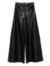 Norma Kamali High Waist Wide Leg Synthetic Leather Trousers In Black