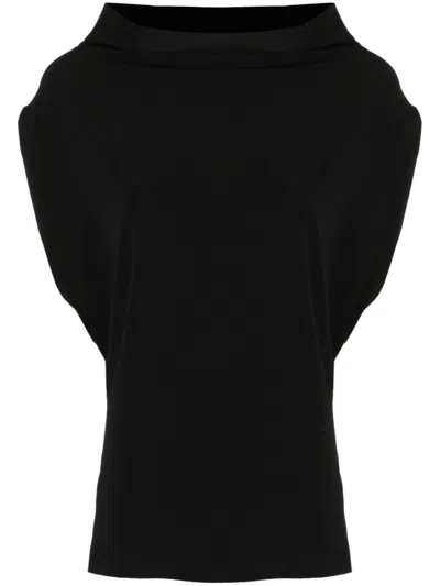 NORMA KAMALI BLACK WIDE-NECK SLEEVELESS TOP