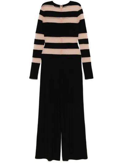Norma Kamali Black/beige Spliced Straight Leg Jumpsuit