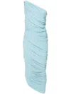 Norma Kamali Diana One-shoulder Ruched Stretch-jersey Midi Dress In Blue