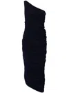 Norma Kamali Blue Diana Shirred One-shoulder Gown
