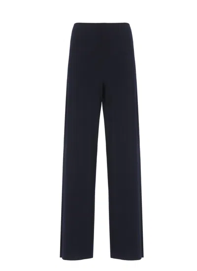 Norma Kamali Blue Elastic Waist Straight-leg Pants In Black